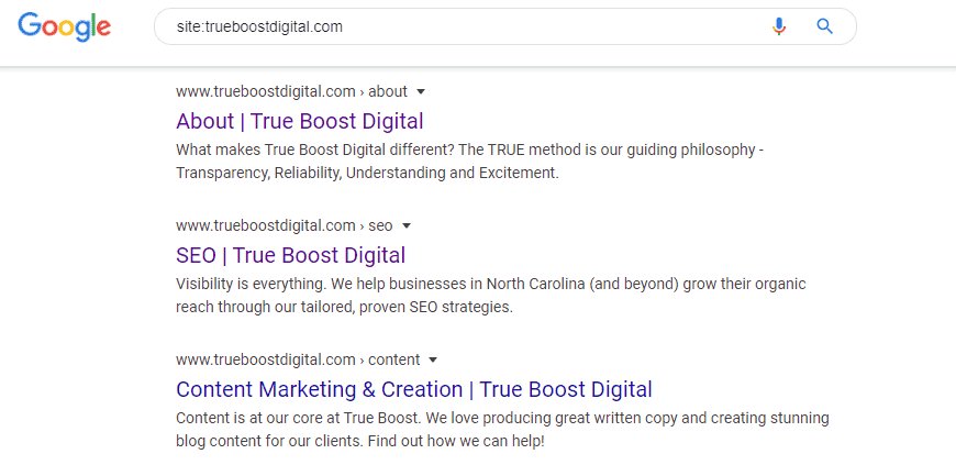 indexed site in google